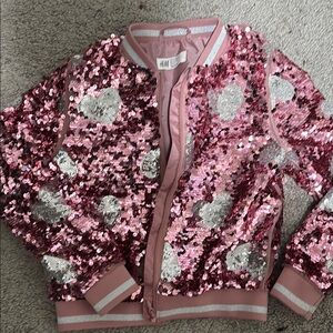H&M Pink Sequin Heart Kids Jacket